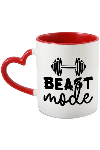 StoryGift Romania Mug with a dumbbell for those who go to the gym - the text "Beast Mode" with Mane, Cu, STG.