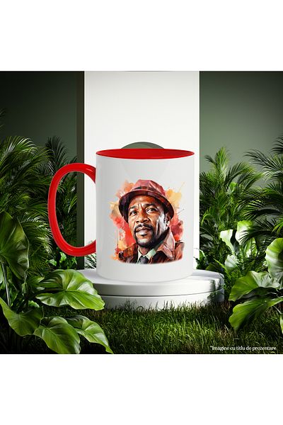StoryGift Romania Mug With Marvin Gaye, Singer, Composer, Celebrity, Multicolor 330 ml, Ceram, With