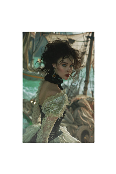 StoryGift Romania Tablou Canvas: Femeie Pirat În Rochie Și Detalii Negre Cu C...