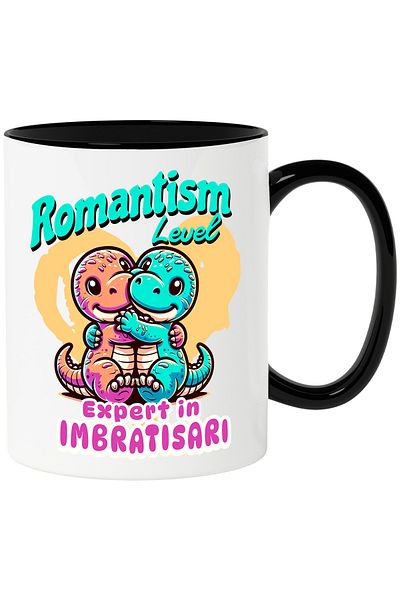StoryGift Romania Dinosaurs hug romance love family mug, 330ml, Ceramic with Handle Ne, With, STG