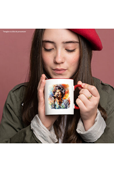 StoryGift Romania Mug With Aretha Franklin, Celebrity, Artist, Singer, Multicolor 330 ml, Ceramic, With ,STG