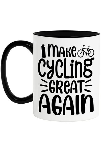 StoryGift Romania Mug with a bicycle and the message "I make cycling great again" with Black Handle, With ,STG