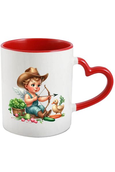 StoryGift Romania Mug with a baby with wings | cowboy hat | illustration | duckling | draw c, With ,STG .