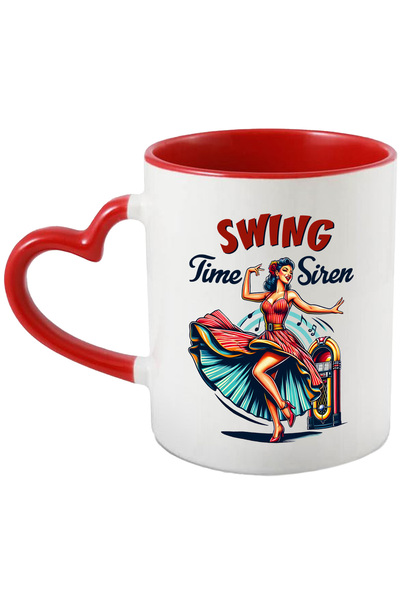 StoryGift Romania Cana cu mesajul "Swing time siren", sirena, ilustratie, stil retro, vechi, de mo, Cu ,STG