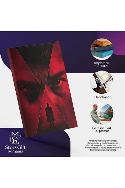 StoryGift Romania Tablou Canvas Un Portret De Barbat Cu Ochii Furiosi Chip Segmentat La Care Priveste O Persoana