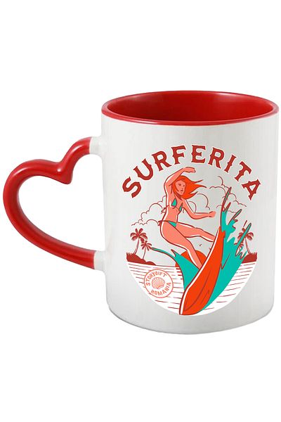 StoryGift Romania Surfer mug woman on surfboard sport sea water, 330ml, Ceramic with Handle, With,STG