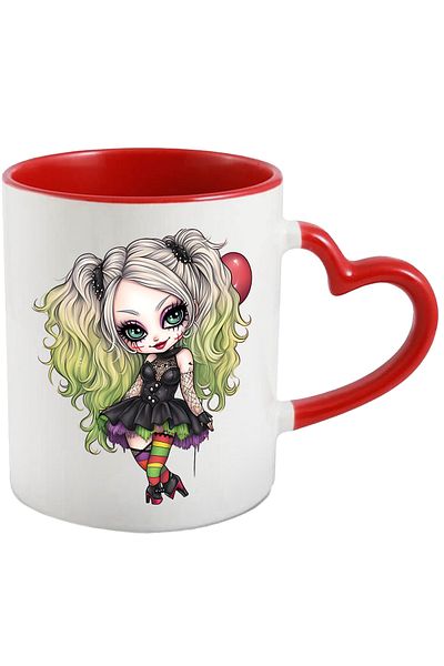 StoryGift Romania Mug with an emo girl | illustration | white and green hair | goth | smile | cheerful | , With ,STG