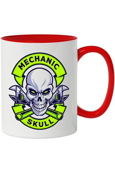 StoryGift Romania Mug With Message In English Mechanic Skull, Key, Skull, Emblem, Multicolor 330 , With ,STG