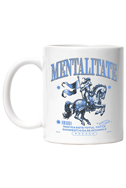 StoryGift Romania Cana cu Cavaler Cu Steag Si armura Calarid Armasar Text Men...