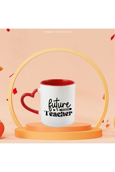 StoryGift Romania Heart mug for future teachers - pencil with Heart Handle, with STG.