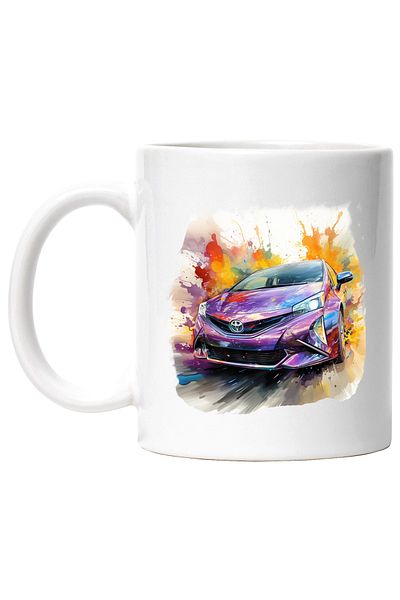 StoryGift Romania Cana Cu Masina, Toyota Prius, Brand, Viteza, Watercolor, Multicolor 330 ml, Cera, Cu ,STG