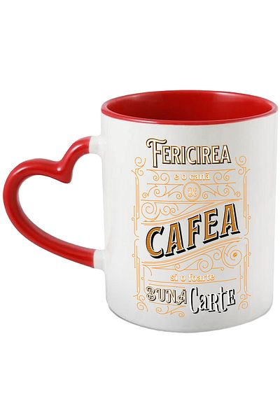 StoryGift Romania Happiness is a cup of coffee and a very good book, 330ml, Ceramica cu Mane, Cu, STG.