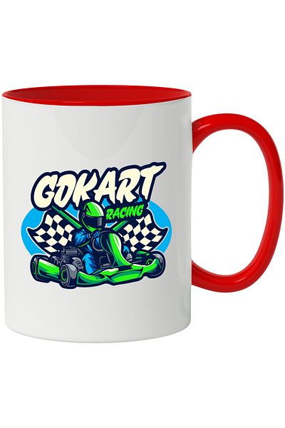 StoryGift Romania Mug With Message GoKart Racing, Race, Flag, Driver, Car, Multicolor 330 ml, Sky, With, STG