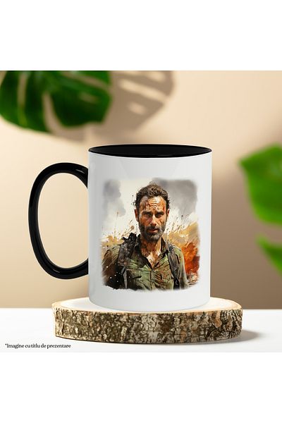 StoryGift Romania Cana Cu Rick Grimes, The Walking Dead, Serif, Serial, Multicolor 330 ml, Ceramic, Cu ,STG