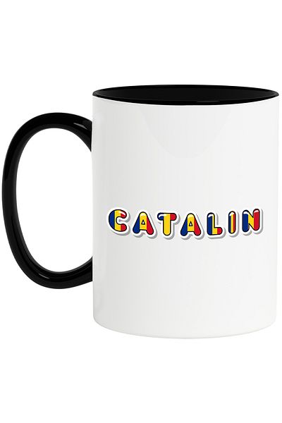 StoryGift Romania Mug With Name Catalin, Romania, Supporter, Romanian Flag, Patriot, 330ml, Sky, With, STG