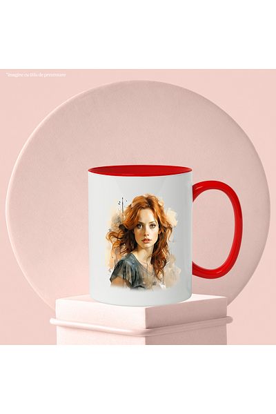StoryGift Romania Mug With Sophie Turner, Actress, TV Series, Celebrity, Multicolor 330 ml, Ceramic, With