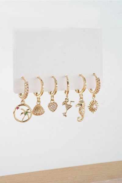 ARTEMİSİA Women's Vip Series Baguette Zircon Stone Mixed Model Set of 6 Earrings
