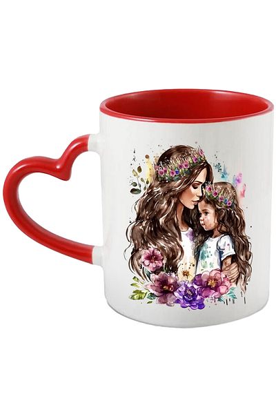 StoryGift Romania Mug with a mother holding her little girl | illustration | flower crowns | abstract, With ,STG