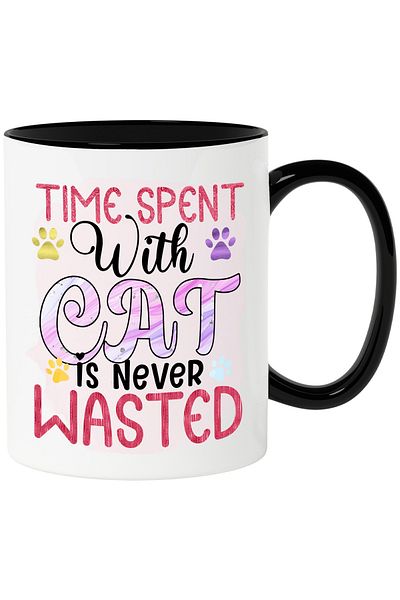 StoryGift Romania Mug with the message "Time spent with cat is never wasted", time spent with the cat, With ,STG