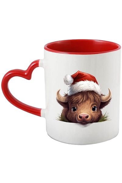 StoryGift Romania Mug with a little bison wearing a Christmas hat | holidays | illustration | happy, With ,STG