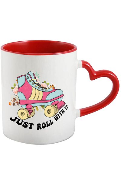 StoryGift Romania Cana cu role cu mesajul "Just roll with it", ilustratie, sport, flori, pasiune, , Cu ,STG