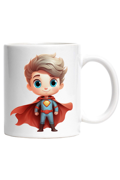 StoryGift Romania Cana cu un baiat erou cu pelerina rosie | costum de Superma...