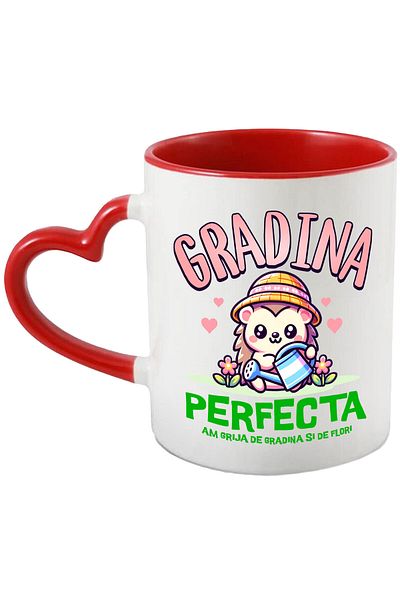 StoryGift Romania Mug with Hedgehog with Pink Hat Sprinkles Colorful Flowers Text Perfect Garden I Have, With, STG