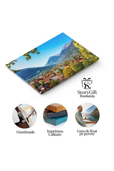 StoryGift Romania Tablou Canvas 140 x 90CM Panorama Merano sau Meran de pe Promenada Tappeiner Vedere