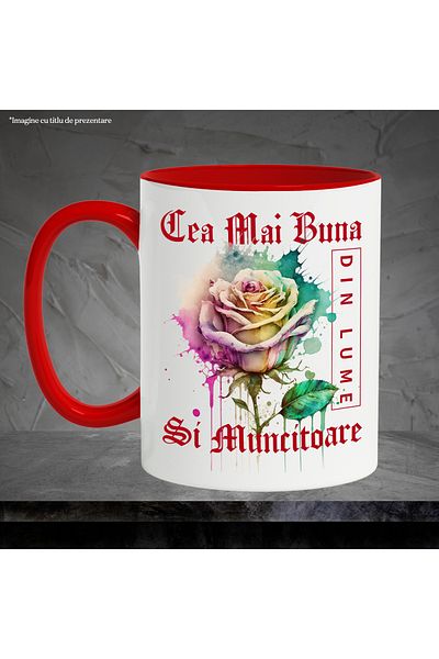 StoryGift Romania Mug With The Text The Best And Hardworking, In The World, Flower, Colorful Rose, , With ,STG.
