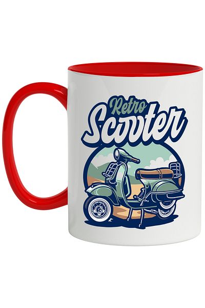 StoryGift Romania Mug With Retro Scooter Message, Clouds, Desert, Mountain, Travel, Multicolor 330 ml, , With ,STG