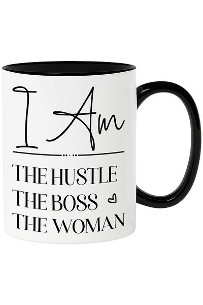 StoryGift Romania Mug for working women who are also bosses - success with Black Handle, Cu Mane, STG