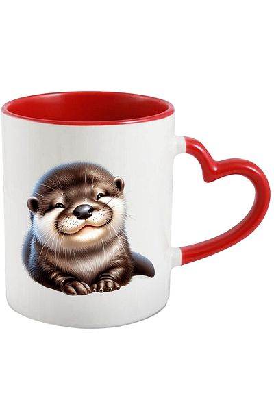 StoryGift Romania Mug with a cheerful otter | illustration | happiness | animal | smile | sit cumin, With ,STG
