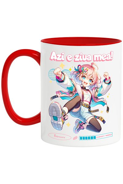 StoryGift Romania Anime Girl Mug with text Today is my birthday! Birthday, 330ml, Ceramic with M, With, STG