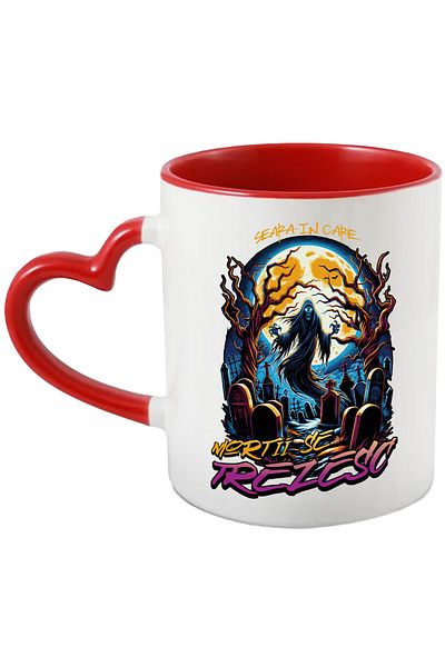 StoryGift Romania Mug the night the dead wake up H4ALLowen ghost in the cemetery, 330ml, Ceramics, Cu, STG.