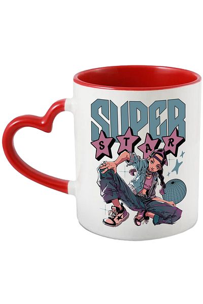 StoryGift Romania Mug Gangster Girl text super star fun, 330ml, Ceramic with Heart Handle Ro, With,STG.