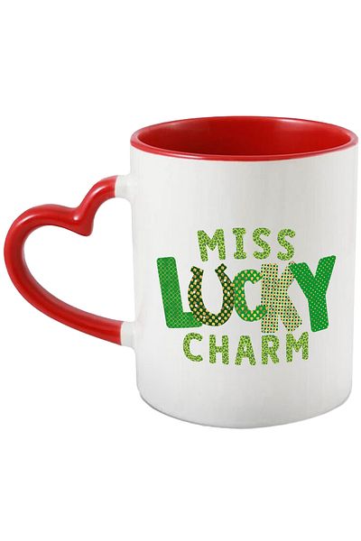 StoryGift Romania Mug with the message "Miss lucky charm", illustration, motivational, miss, lucky, With, STG.
