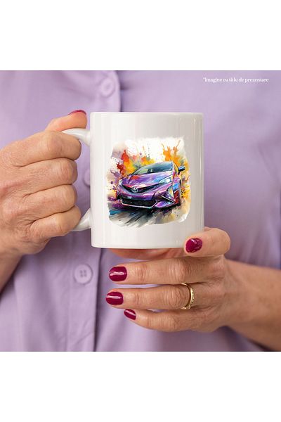 StoryGift Romania Cana Cu Masina, Toyota Prius, Brand, Viteza, Watercolor, Multicolor 330 ml, Cera, Cu ,STG