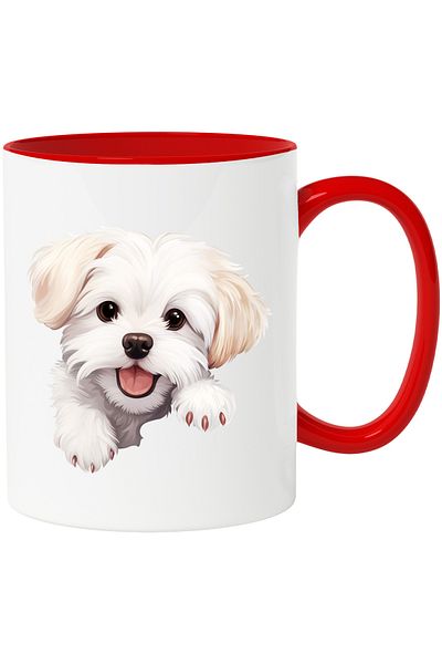 StoryGift Romania Mug with a furry puppy | illustration | white | for dog lovers | animal , With ,STG