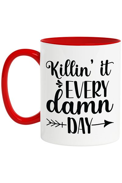StoryGift Romania Mug with the text in English "Killin' it every damn day" - every day with Handle R, Cu,STG