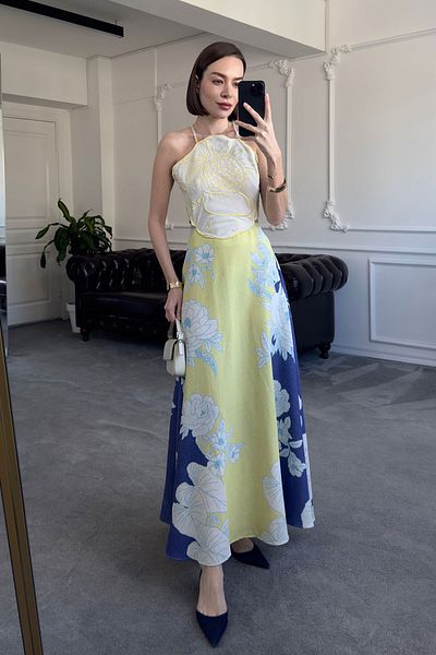 MAGARDE Embroidered Premium Laced Embroidered Dress - Yellow