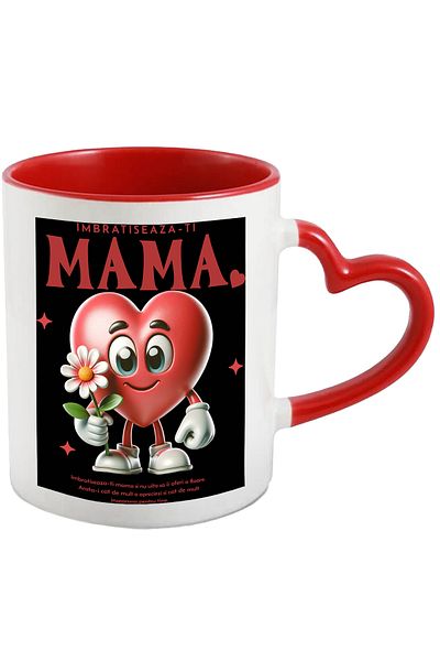 StoryGift Romania Hug-mom Mug, the best mother in the family, 330ml, Ceramic with Heart Handle, With ,STG