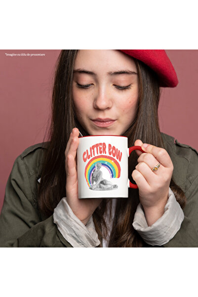 StoryGift Romania Mug With Message In English Glitter Bow, Rainbow, Statue, Glitter, Multicolor 33, With,STG