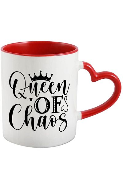 StoryGift Romania Mug with a royal crown and the text in English "Queen of chaos" - queen of chaos, With ,STG.