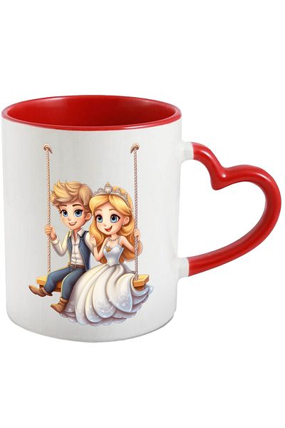 StoryGift Romania Mug with a princess and a boy swinging | illustration | white dress, With,STG.