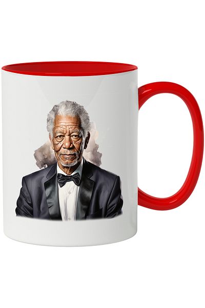 StoryGift Romania Mug With Morgan Freeman, Actor, Celebrity, Movie, Multicolor 330 ml, Ceramic with, With ,STG