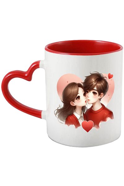 StoryGift Romania Mug with a girl and a boy, illustration, friendship, love, hearts, romance, , With ,STG