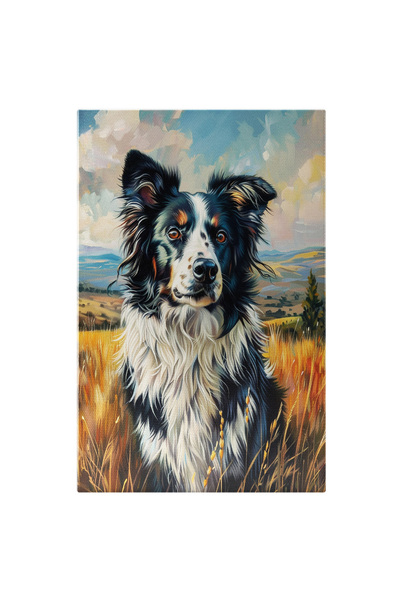 StoryGift Romania Tablou Canvas Catelul Blanos Alb Cu Pete Negrii Si Maro Cu ...