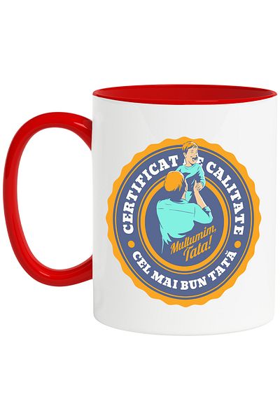 StoryGift Romania Quality Certificate Mug Best Dad, family, 330ml, Ceramic with R Handle, With,STG