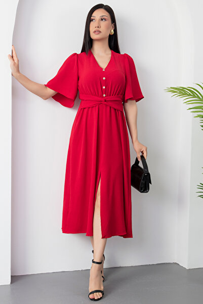 PULLIMM Rochie cu curea cu nasturi în față GRS3484