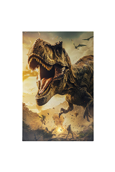 StoryGift Romania Tablou Canvas Dinozaur Fioros Cu Dinti Ascutiti Si Ochii Mi...